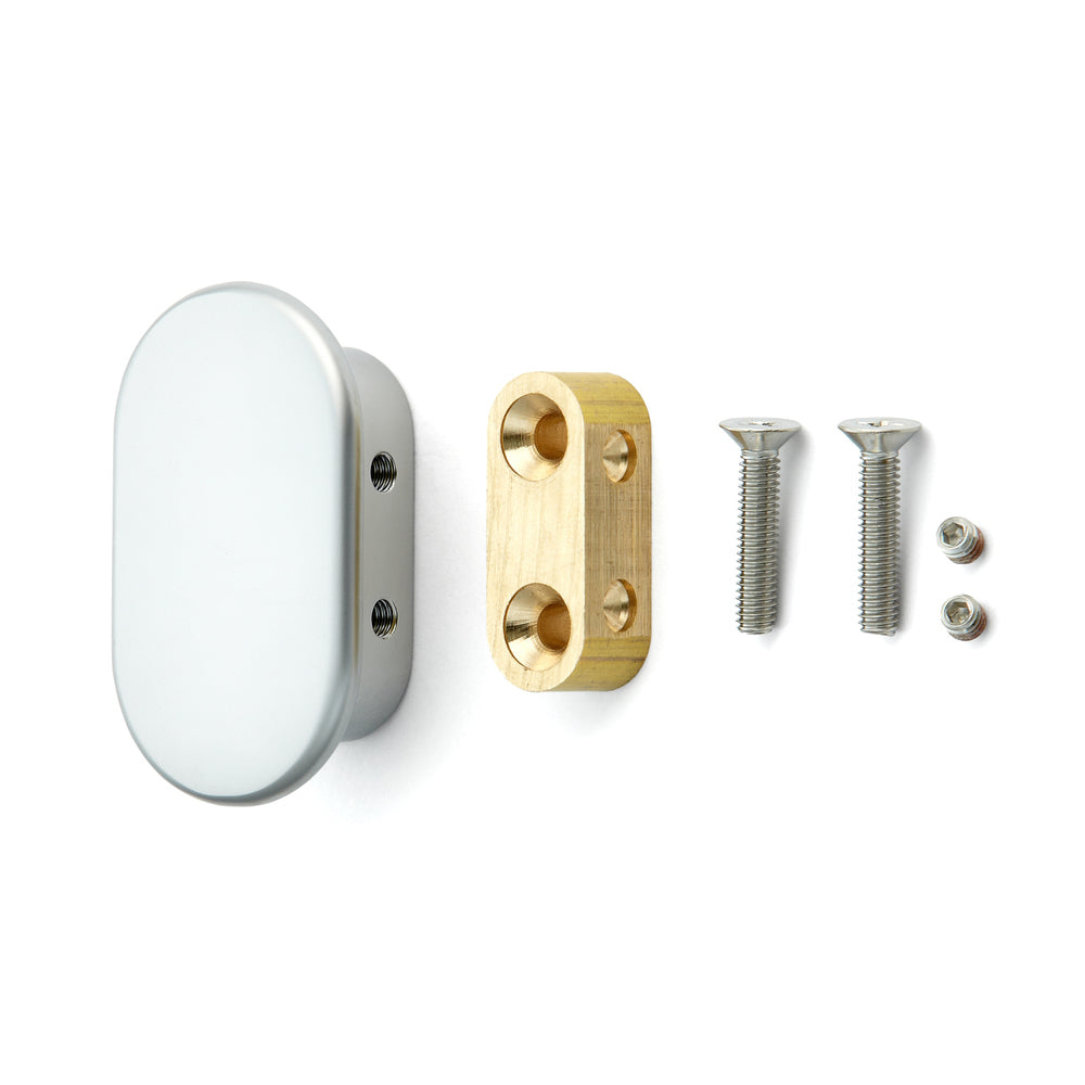 High-quality brass furniture knob handle, finish: chrome-plated, satin matte, 50 mm (2") DW-50N. Brass knob for drawers, furniture doors, kitchen cabinets, office cabinets, and much more, from Sugatsune / LAMP® (Japan)