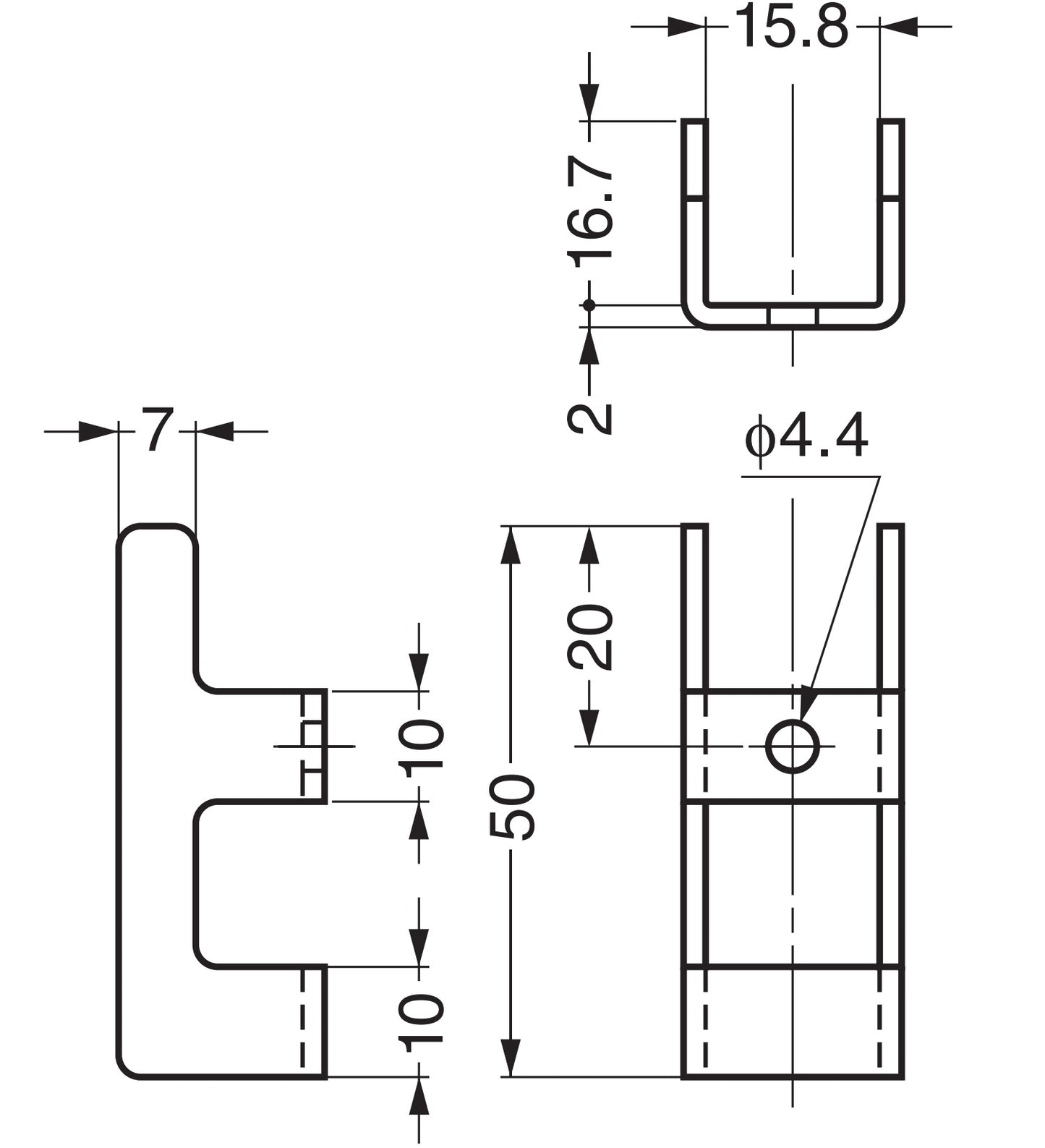 Montagewinkel, 50 mm (2″), NF-50. Montageklammer für Blechmontage, Sugatsune / LAMP Klapphaken NF-60, Sugatsune / LAMP Klapphaken NF-R64, Sugatsune / LAMP Klapphaken NF-K64, von Sugatsune / LAMP® (Japan)