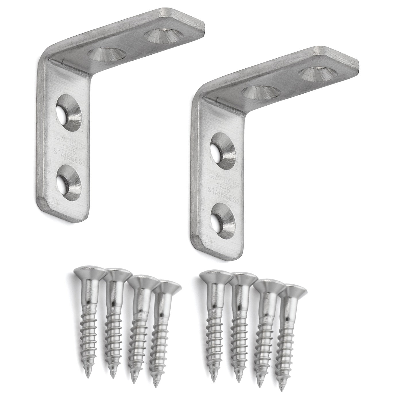 2 pieces of corrosion-resistant, robust mounting brackets, made of solid stainless steel, load capacity: 12 kg, surface: glossy polished, 30 mm (1.2"), SU-30M. Shelf brackets for shelves, trays, and much more, from Sugatsune / LAMP® (Japan)