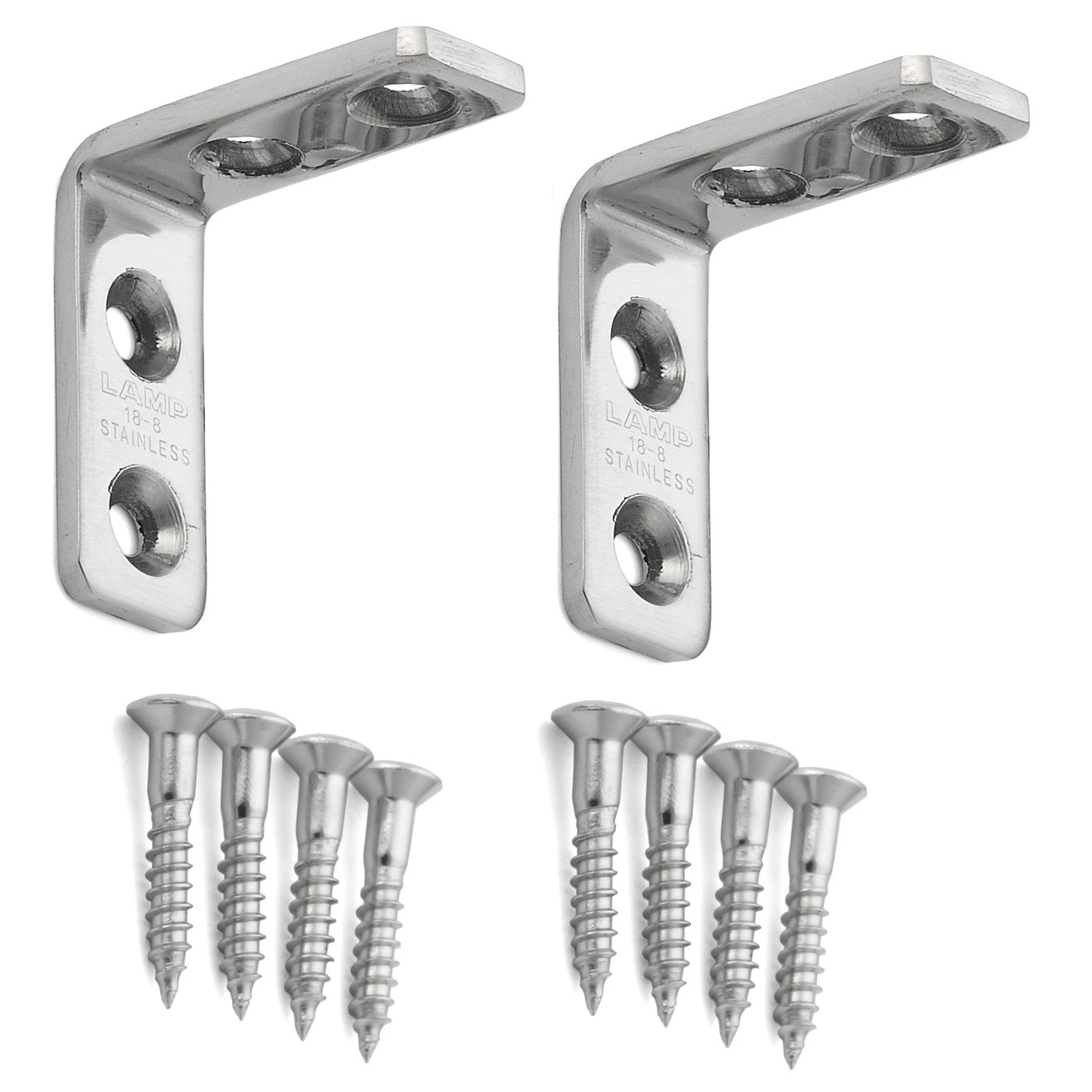 2 pieces of corrosion-resistant, robust mounting brackets, made of solid stainless steel, load capacity: 12 kg, surface: satin matte, 30 mm (1.2"), SU-30S. Shelf brackets for shelves, dividers, and much more, from Sugatsune / LAMP® (Japan)