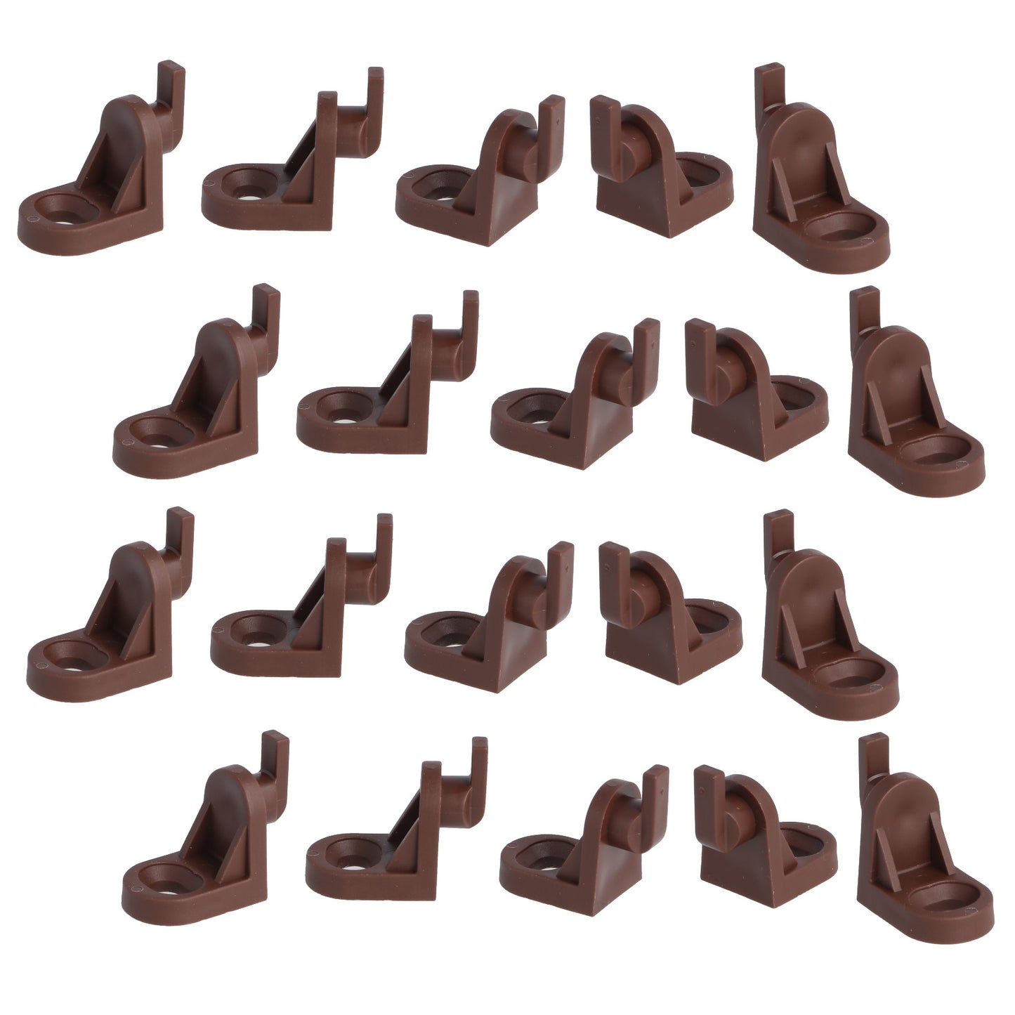 20 pieces practical cabinet back panel fastening with hooks, made of plastic, surface: brown, 11.05.500-0 for cabinet back panel