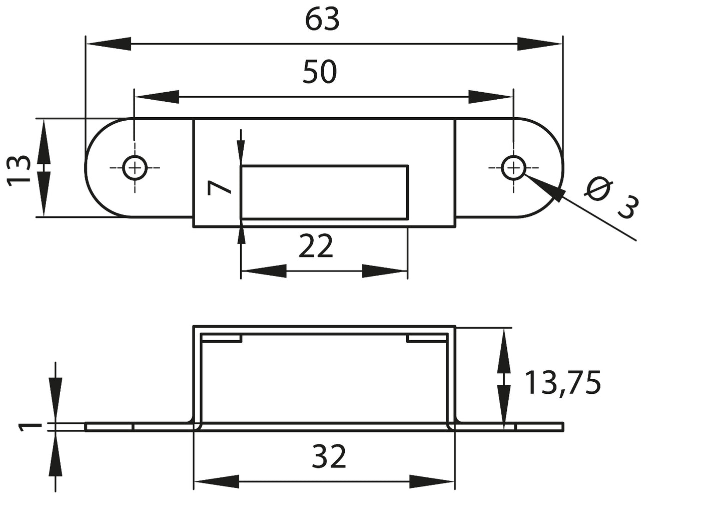 4 Stück praktischer Schließkasten, aus Stahl, Oberfläche: vernickelt, 63 mm (2-31/64″), 14.01.500-1 für Rollladenschloss, Schiebetürenschloss, Möbelschloss