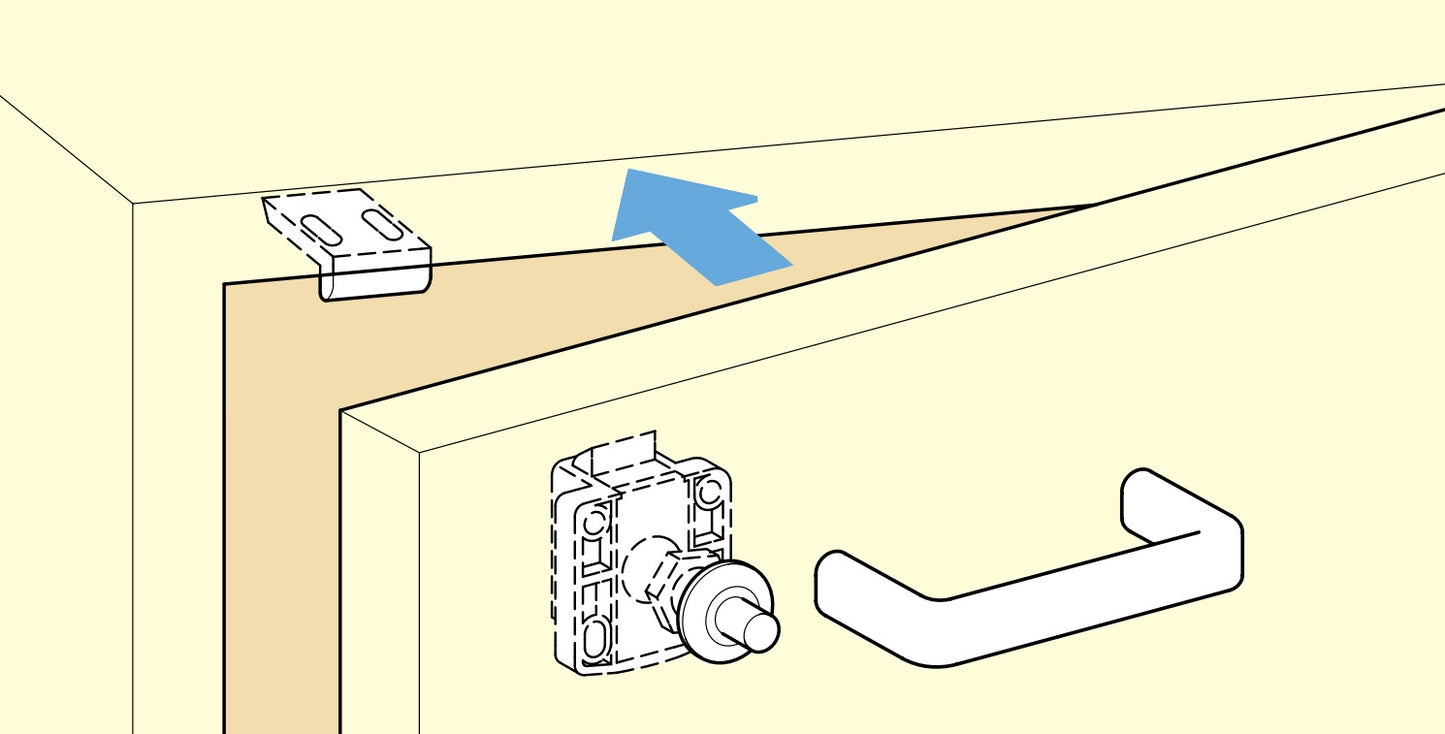 Push-button lock for thick furniture doors from 22 to 25 mm, surface: ivory, SL-B251-I for motorhome interiors, yacht interiors, caravan furniture