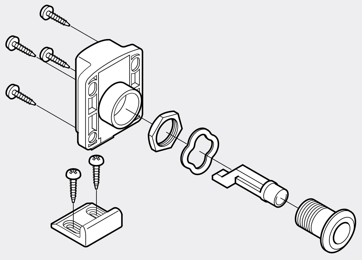 Push-button lock for door thicknesses from 18 to 21 mm, surface: ivory, SL-B211-I for motorhome conversions, yacht interiors, caravan furniture