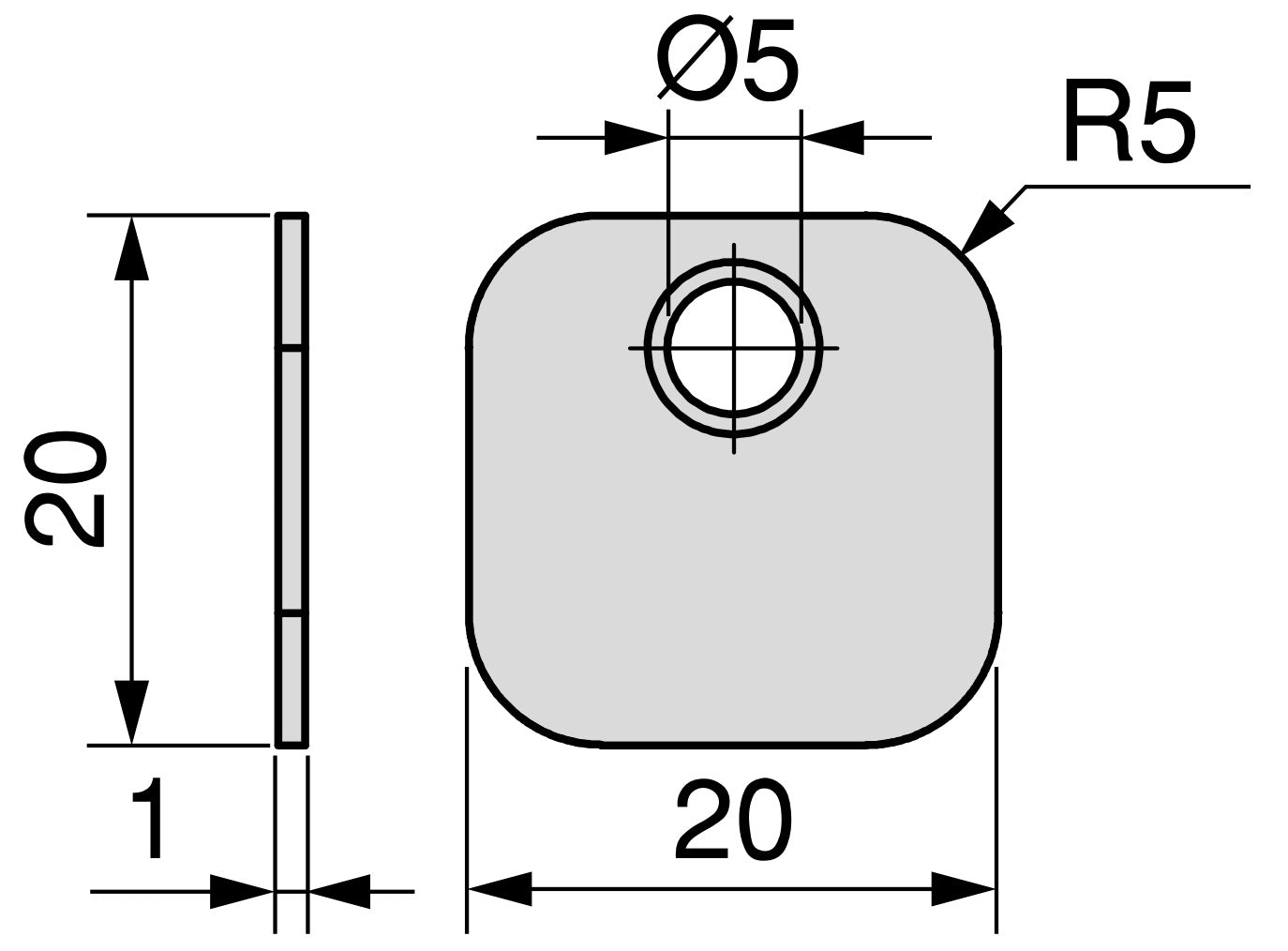 10 Stück quadratische Gegenplatte mit außermittiger Bohrung, Oberfläche: vernickelt, 20 mm (25/32″), 1050007 für Magnetschnäpper, Push-to-open