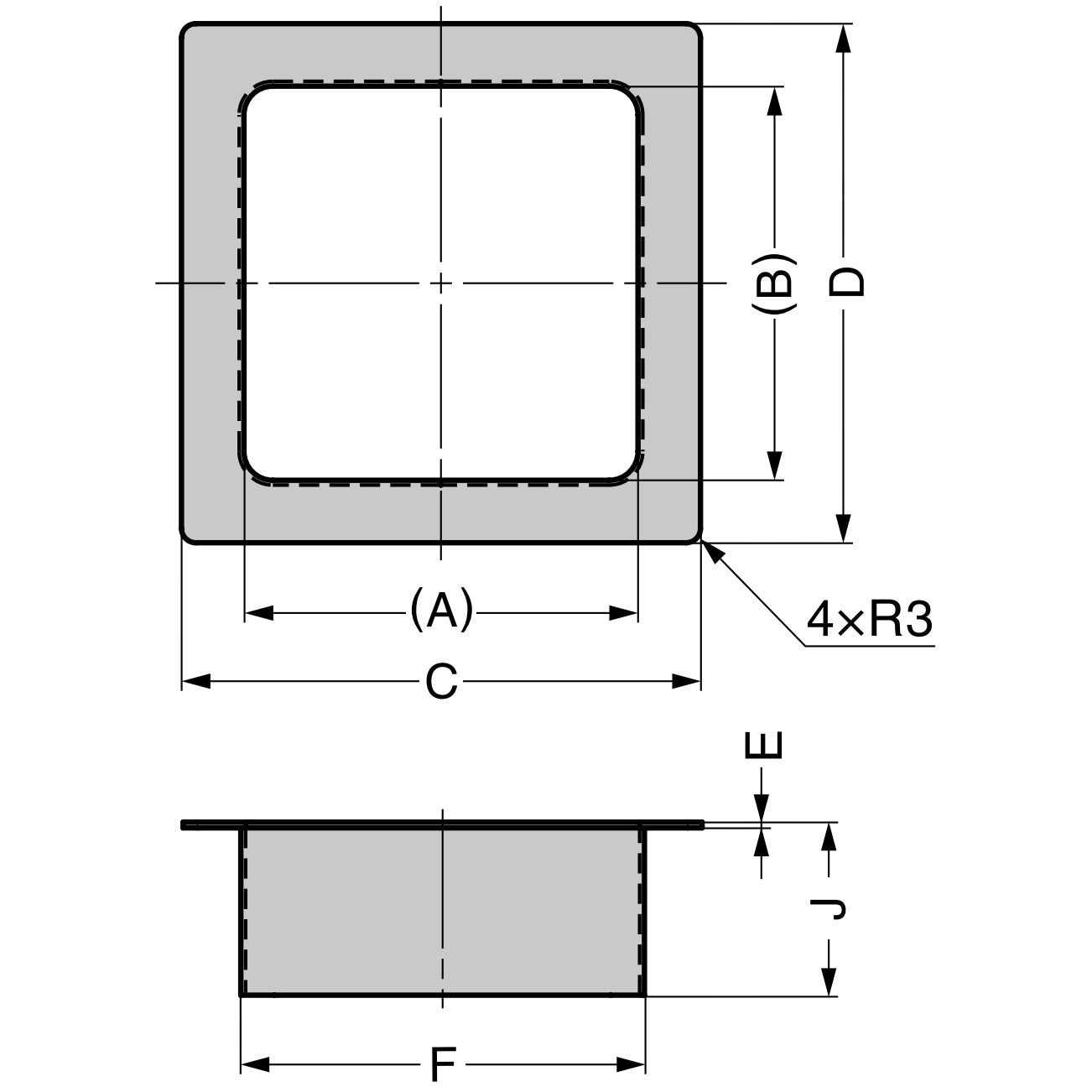 Hochwertiger rechteckiger Mülldurchwurf, aus rostfreiem Edelstahl, Oberfläche: satiniert matt, 82 mm (3,3″), AN-KH008-HL (AN-KH001). Edelstahlmülldurchwurf, für Gastronomie, Ladenbau, Kosmetikstudio und viel mehr, von Sugatsune / LAMP® (Japan)