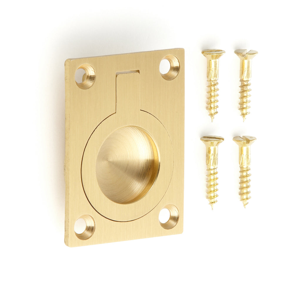 Ringförmiger Klappgriff aus Messing, Oberfläche: satiniert matt, 38 mm (1,5″) 587B-50SB. Ringgriff 587B-50SB für Wohnmobil, Boot, Revisionsklappe, Revisionstür, von Sugatsune / LAMP® (Japan)
