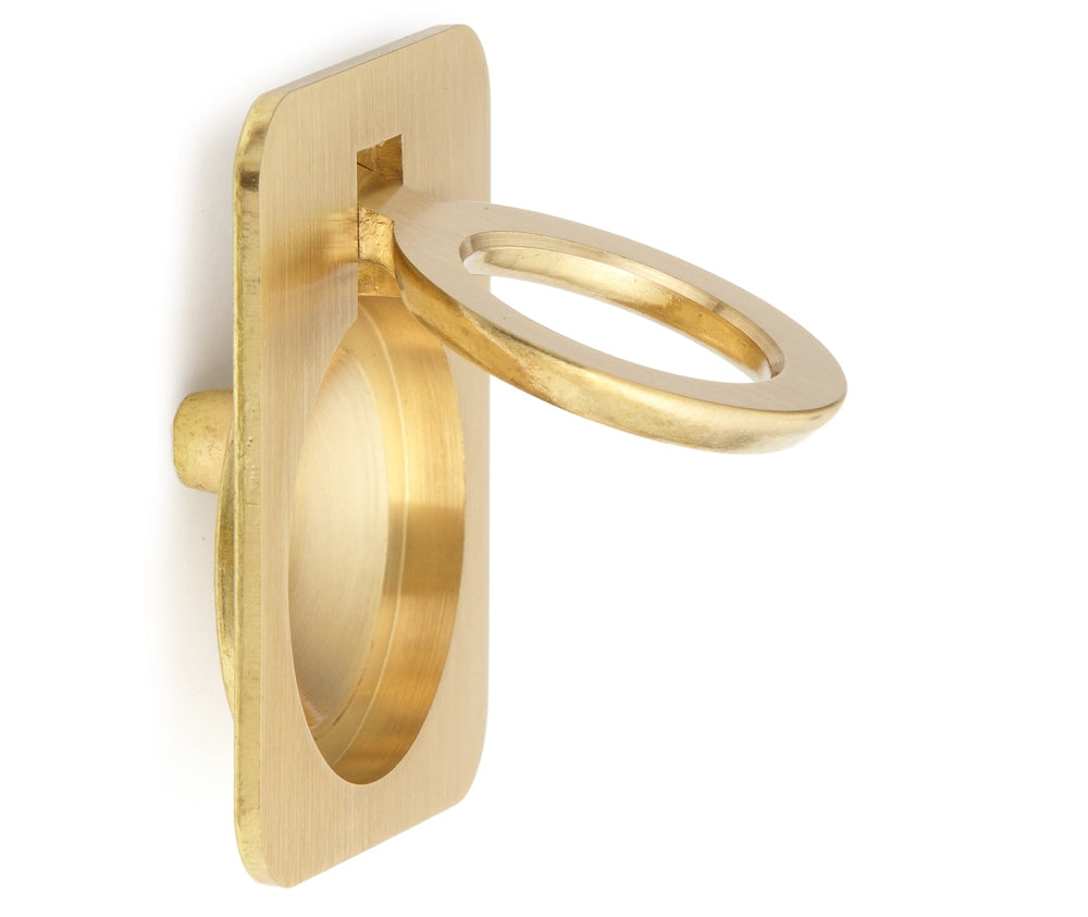 Ringförmiger Klappgriff aus Messing, Oberfläche: satiniert matt, 47,5 mm (1,9″) 587-60SB. Ringgriff 587-60SB für Wohnmobil, Boot, Revisionsklappe, Revisionstür, von Sugatsune / LAMP® (Japan)