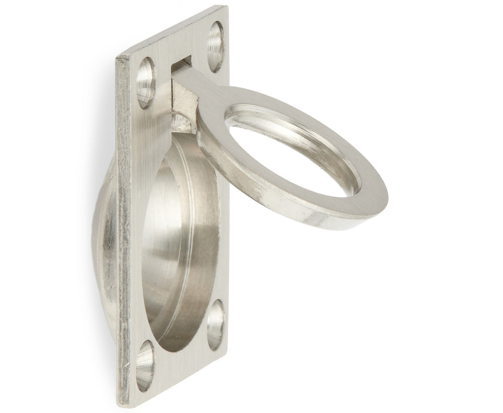 Ringförmiger Klappgriff aus Messing, Oberfläche: Weißbronze, satiniert matt, 30,5 mm (1,3″) 587B-40WB. Ringgriff 587B-40WB für Wohnmobil, Boot, Revisionsklappe, Revisionstür, von Sugatsune / LAMP® (Japan)