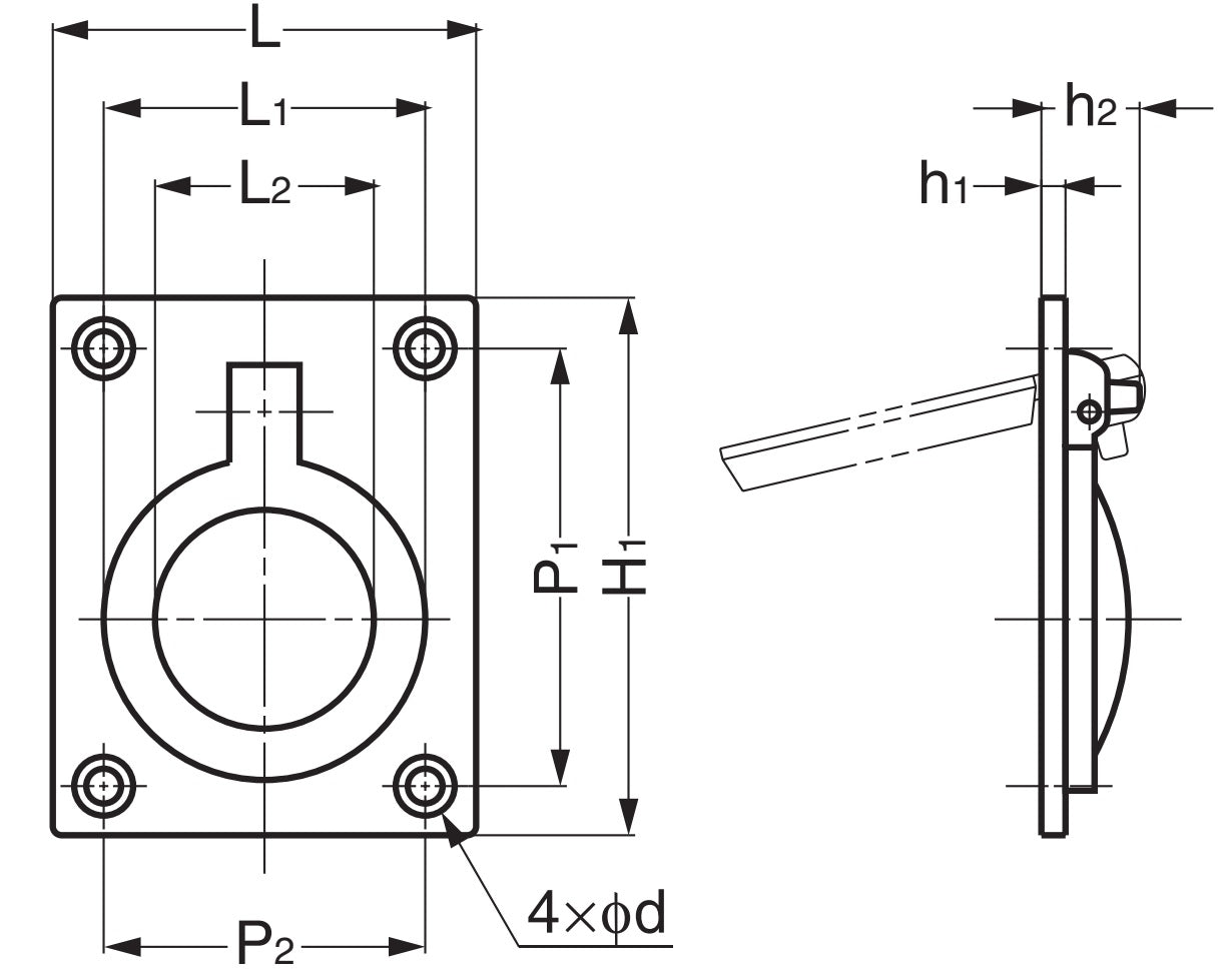 Ringförmiger Klappgriff aus Messing, Oberfläche: Weißbronze, satiniert matt, 30,5 mm (1,3″) 587B-40WB. Ringgriff 587B-40WB für Wohnmobil, Boot, Revisionsklappe, Revisionstür, von Sugatsune / LAMP® (Japan)