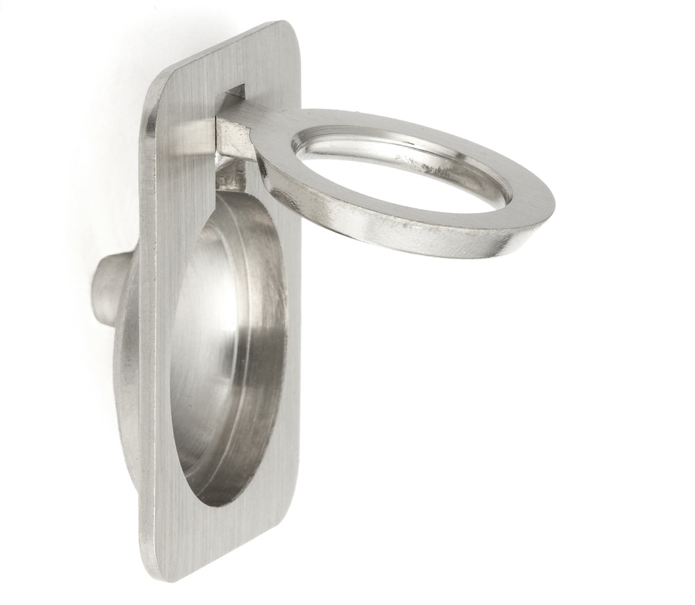 Ringförmiger Klappgriff aus Messing, Oberfläche: Weißbronze, satiniert matt, 38 mm (1,5″) 587-50WB. Ringgriff 587-50WB für Wohnmobil, Boot, Revisionsklappe, Revisionstür, von Sugatsune / LAMP® (Japan)