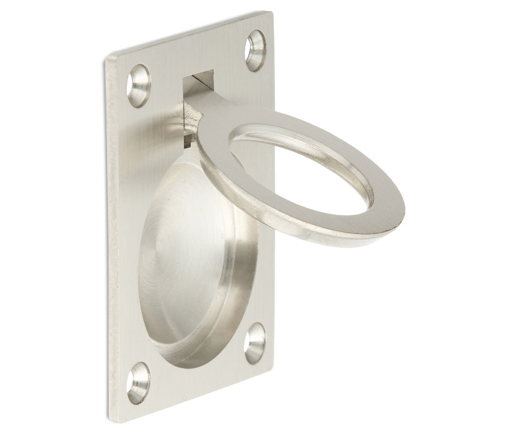Ringförmiger Klappgriff aus Messing, Oberfläche: Weißbronze, satiniert matt, 47,5 mm (1,9″) 587B-60WB. Ringgriff 587B-60WB für Wohnmobil, Boot, Revisionsklappe, Revisionstür, von Sugatsune / LAMP® (Japan)