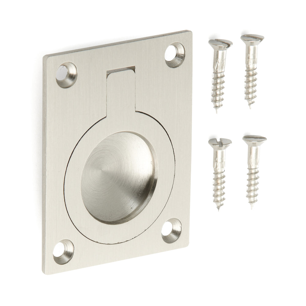 Ringförmiger Klappgriff aus Messing, Oberfläche: Weißbronze, satiniert matt, 47,5 mm (1,9″) 587B-60WB. Ringgriff 587B-60WB für Wohnmobil, Boot, Revisionsklappe, Revisionstür, von Sugatsune / LAMP® (Japan)