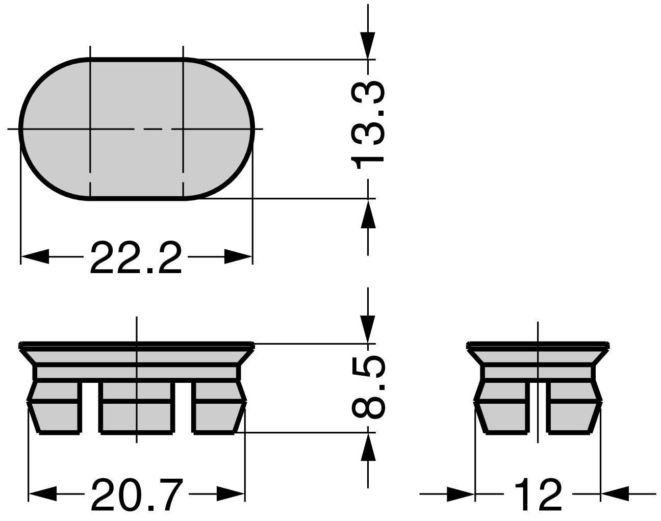 2 Stück robuste Abdeckkappe aus Kunststoff PBT, schwarz, 22,2 mm (0,9″) KMHC-BL. Abdeckung KMHC-BL für Industriegriff, Gerätegriff, von Sugatsune / LAMP® (Japan)