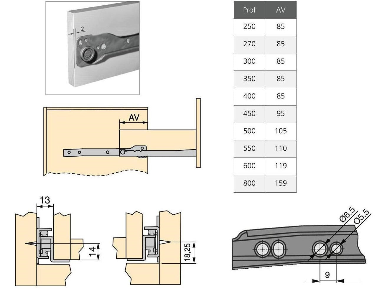 Rollschubführungen, Teilauszug, grau metallic, RAL 9022, lackiert, 800 mm (31,5″). Führungsschienen aus Stahl mit Teilauszug, für Holzschublade, Tablarauszug, Holzschubkasten, Küchenmöbel, Büromöbel, Wohnmöbel, von EMUCA