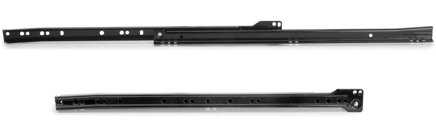 Rollschubführungen, Teilauszug, schwarz lackiert, RAL 9005, 250 mm (9,9″) E.T30C.25.BL. Rollschubführungen aus Stahl mit Teilauszug, für Holzschublade, Tablarauszug, Holzschubkasten, Küchenmöbel, Büromöbel, Wohnmöbel, von EMUCA