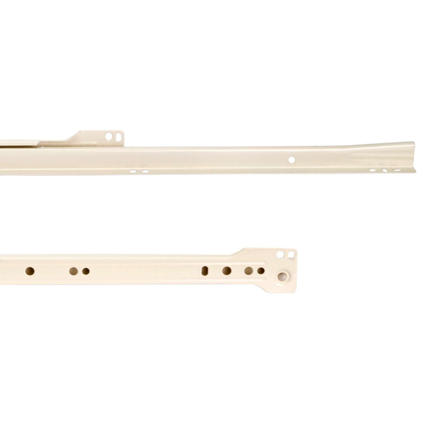 Roller drawer runners, partial extension, painted white, RAL 9001, 450 mm (17.8"). Steel guide rails with partial extension, for wooden drawers, pull-out shelves, wooden drawers, kitchen furniture, office furniture, and home furniture, by EMUCA