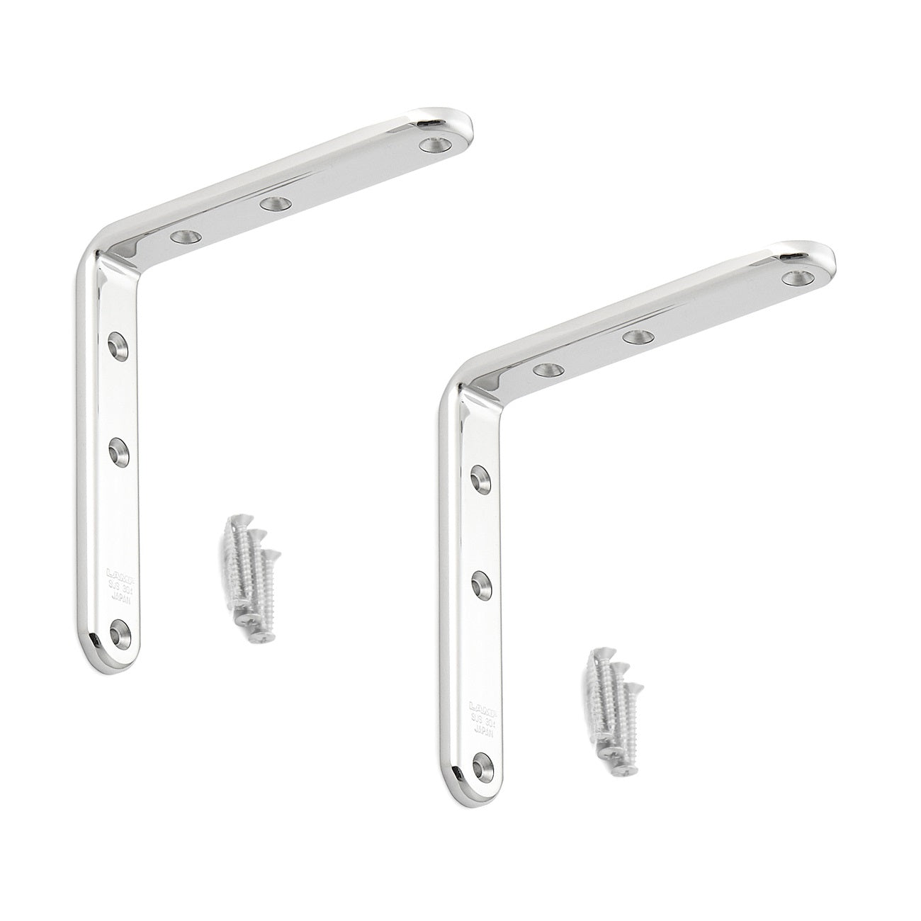 2 supports de montage antirouille de haute qualité, en acier inoxydable massif, capacité de charge : 26 kg (58 lb), 120 mm (4,8″), SU-A120M. Supports d'étagères pour l'extérieur, les bateaux et bien plus encore, de Sugatsune / LAMP® (Japon)