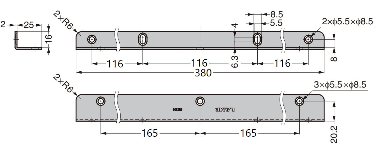 2 Stück hochwertiger rostfreier Regalträger, aus massivem rostfreiem Edelstahl, Tragkraft: 130 kg (287 lbs), 380 mm (15″), SSA-380H. Fachbodenträger für Badezimmer, Hotel, Sauna, Außenbereich und viel mehr, von Sugatsune / LAMP® (Japan)