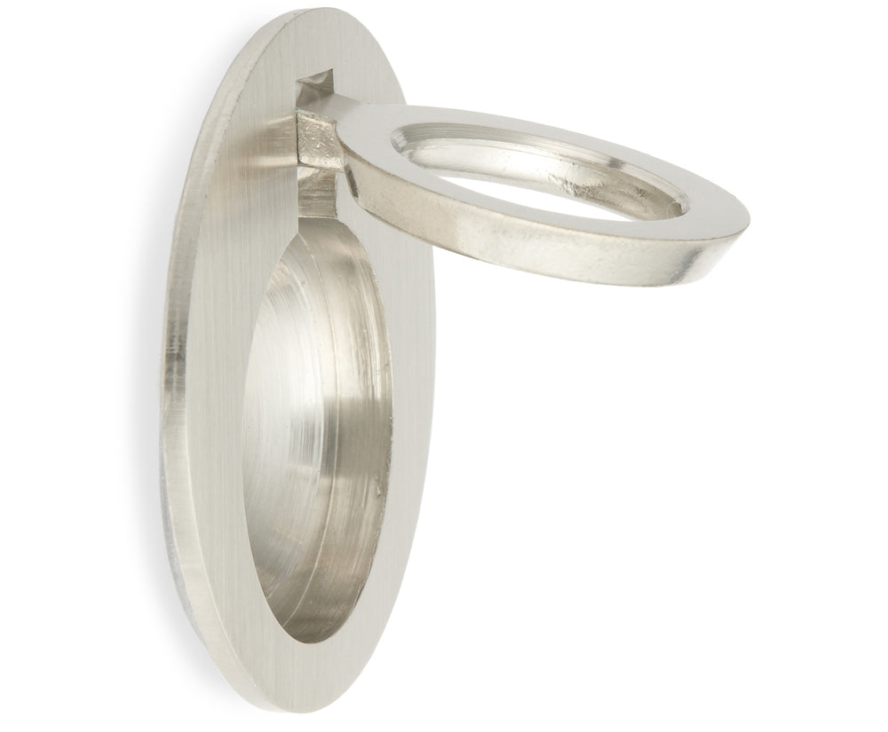 Runder Klappgriff aus Messing, Oberfläche: Weißbronze, satiniert matt, 51,2 mm (2,1″) 580-WB. Ringgriff 580-WB für Wohnmobil, Boot, Revisionsklappe, Revisionstür, von Sugatsune / LAMP® (Japan)