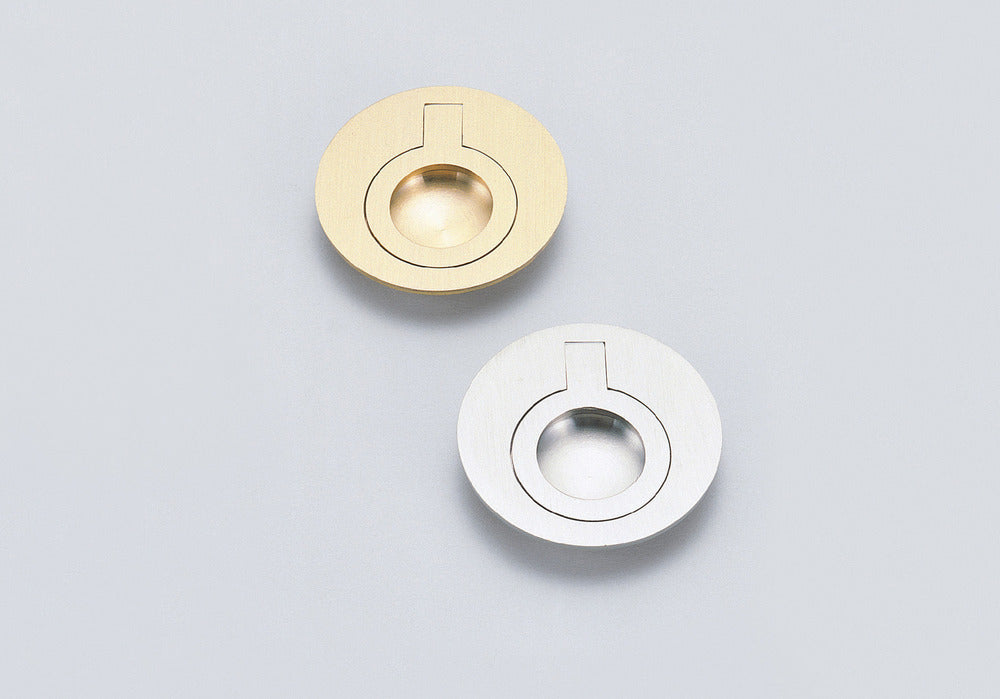 Runder Klappgriff aus Messing, Oberfläche: Weißbronze, satiniert matt, 51,2 mm (2,1″) 580-WB. Ringgriff 580-WB für Wohnmobil, Boot, Revisionsklappe, Revisionstür, von Sugatsune / LAMP® (Japan)