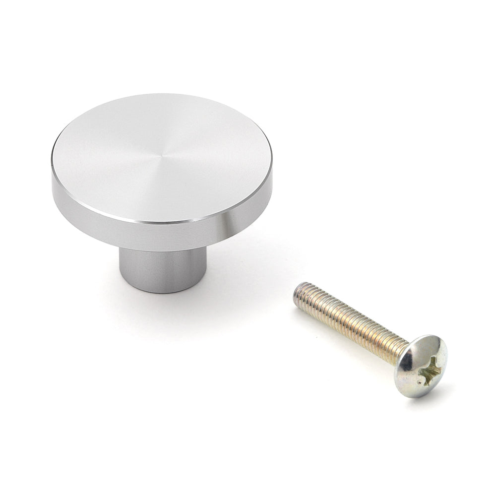 Runder Möbelknopfgriff aus Aluminiumlegierung, Oberfläche: Edelstahl Look, 30 mm (1,2″) EXSEL30. Griffknopf aus Aluminiumlegierung für Schublade, Möbeltür, Küchenschrank, Büroschrank und viel mehr, von Sugatsune / LAMP® (Japan)