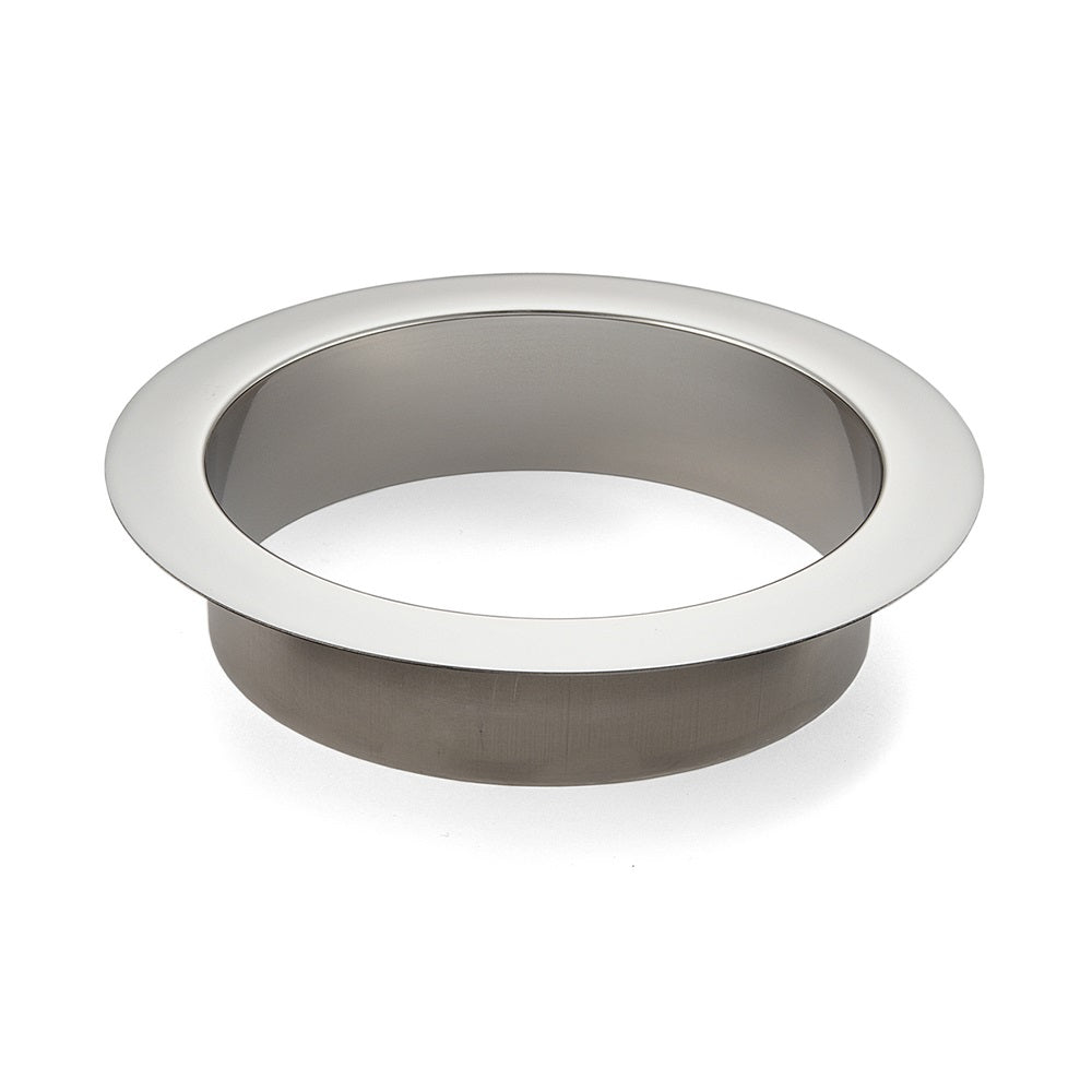 Hochwertiger runder Mülldurchwurf, aus rostfreiem Edelstahl, Oberfläche: satiniert matt, 136 mm (5,4″), Ausführung: flach, AN-LH011-HL. Edelstahlmülldurchwurf, für Systemgastronomie, Ladenbau, Catering und viel mehr, von Sugatsune / LAMP® (Japan)