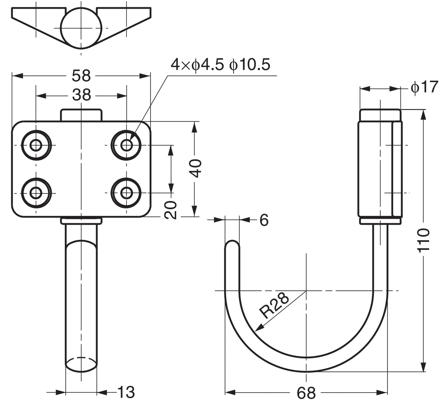 Hochwertiger Schwenkhaken aus Edelstahl SUS304, 110 mm (4,4″), JF-T70. Drehhaken aus V2A für Schiffbau, Wohnmobil, Außenbereich, feuchte Umgebung und viel mehr, von Sugatsune / LAMP® (Japan)