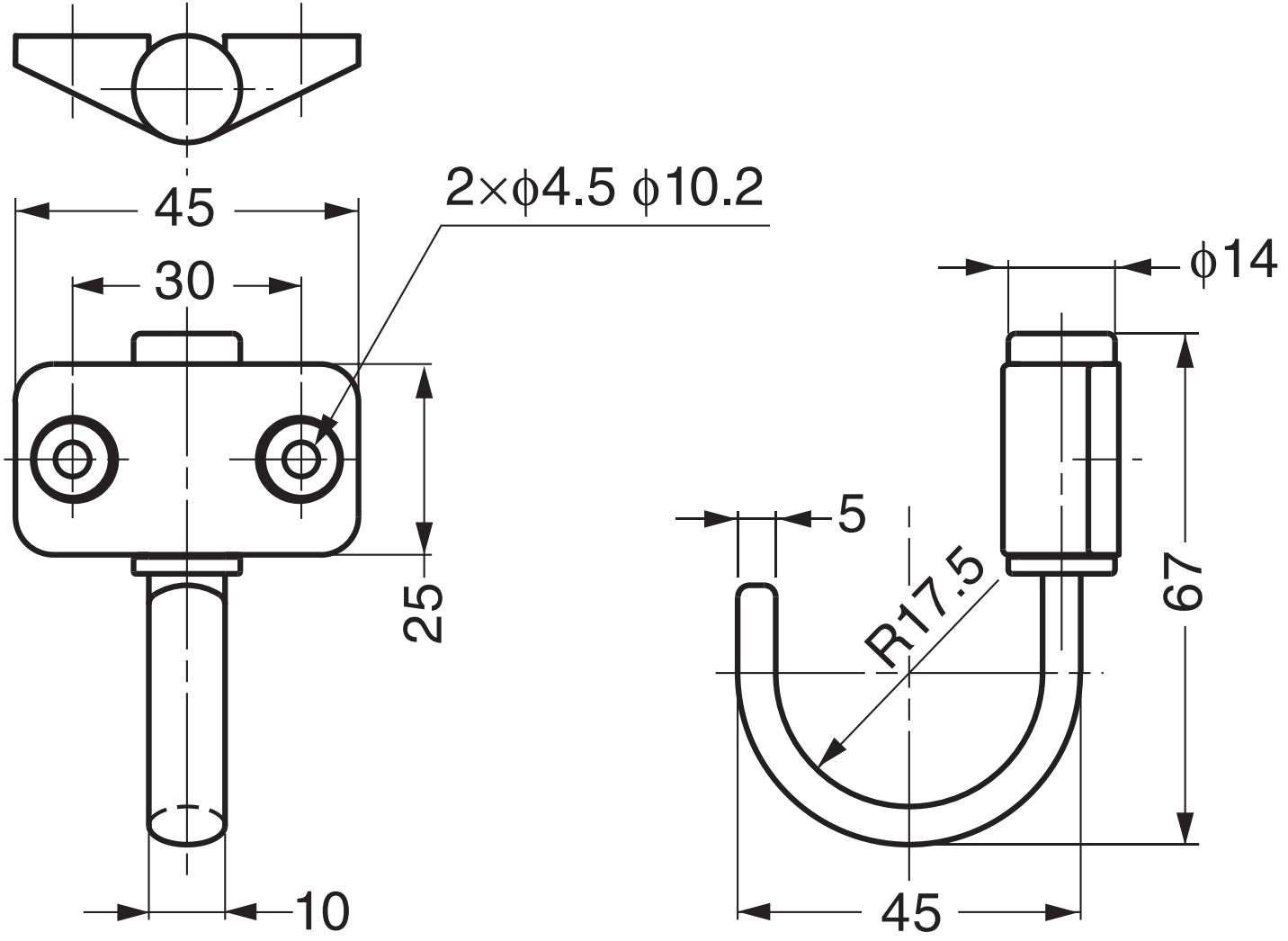 Hochwertiger Schwenkhaken aus Edelstahl SUS304, 67 mm (2,7″), JF-T45. Drehhaken aus V2A für Schiffbau, Wohnmobil, Außenbereich, feuchte Umgebung und viel mehr, von Sugatsune / LAMP® (Japan)
