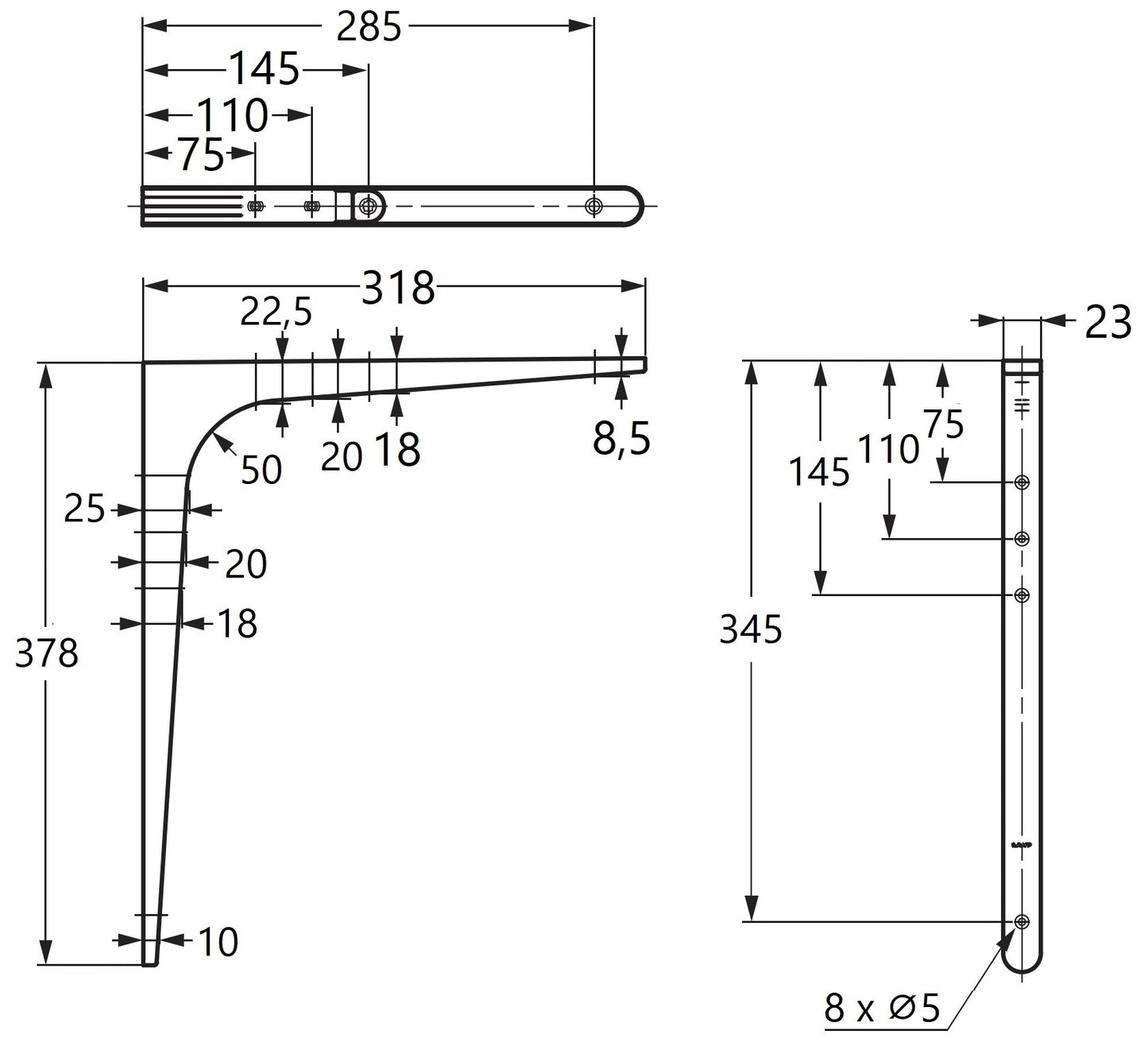 2 Stück hochwertiger Schwerlastmontagewinkel, Tragkraft: 130 kg (287 lbs), Oberfläche: weiß, 378 mm (14,9″), BTK-380W. Schwerlastregalwinkel für Tablar, Trennwand, Regal, Eckverbindung und viel mehr, von Sugatsune / LAMP® (Japan)