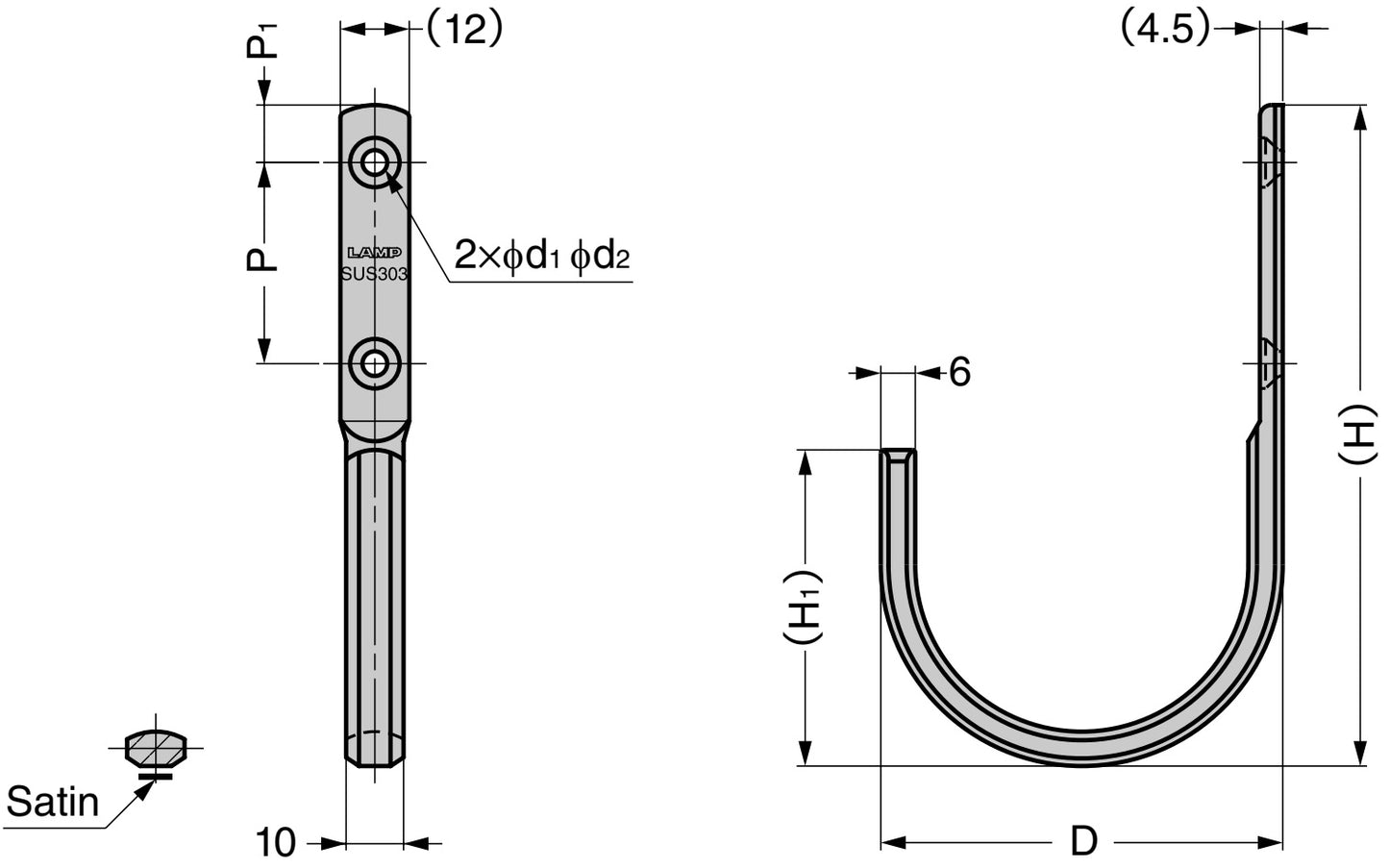 Hochwertiger Schwerlastwandhaken aus Edelstahl SUS304, 46 mm (1,9″), XL-CUJ45TT. Handtuchhaken aus V2A für Badezimmer, Schwimmbad, Schiffbau, Wohnmobil, Außenbereich, feuchte Umgebung und viel mehr, von Sugatsune / LAMP® (Japan)