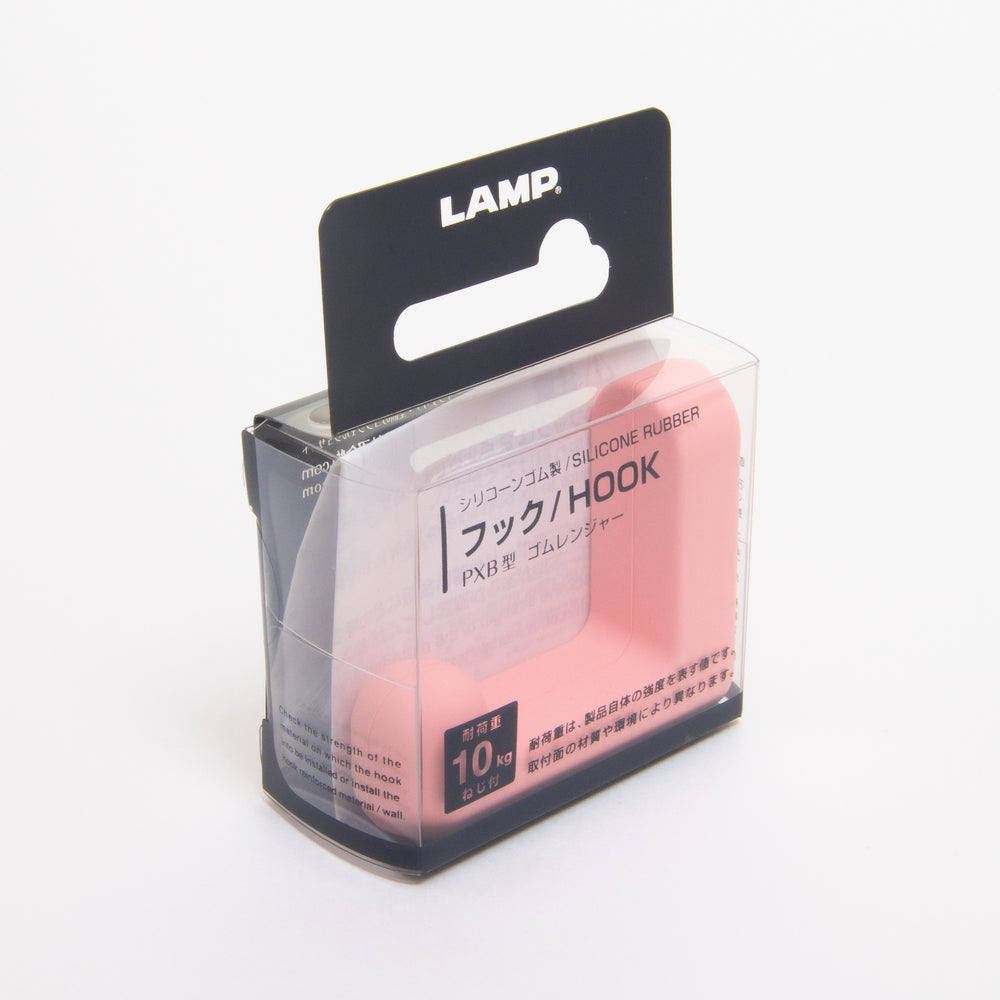 High-quality silicone hook for wall mounting, made of solid stainless steel, load capacity: 10 kg, finish: pastel pink, PXB-GR05-111-LRD. Rubber hook for kindergarten, school, hospital, and much more, from Sugatsune / LAMP® (Japan)