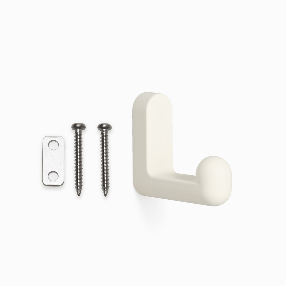 High-quality silicone hook for wall mounting, made of solid stainless steel, load capacity: 10 kg, finish: white, PXB-GR05-111-WT. Rubber hook for kindergarten, school, hospital, and much more, from Sugatsune / LAMP® (Japan)