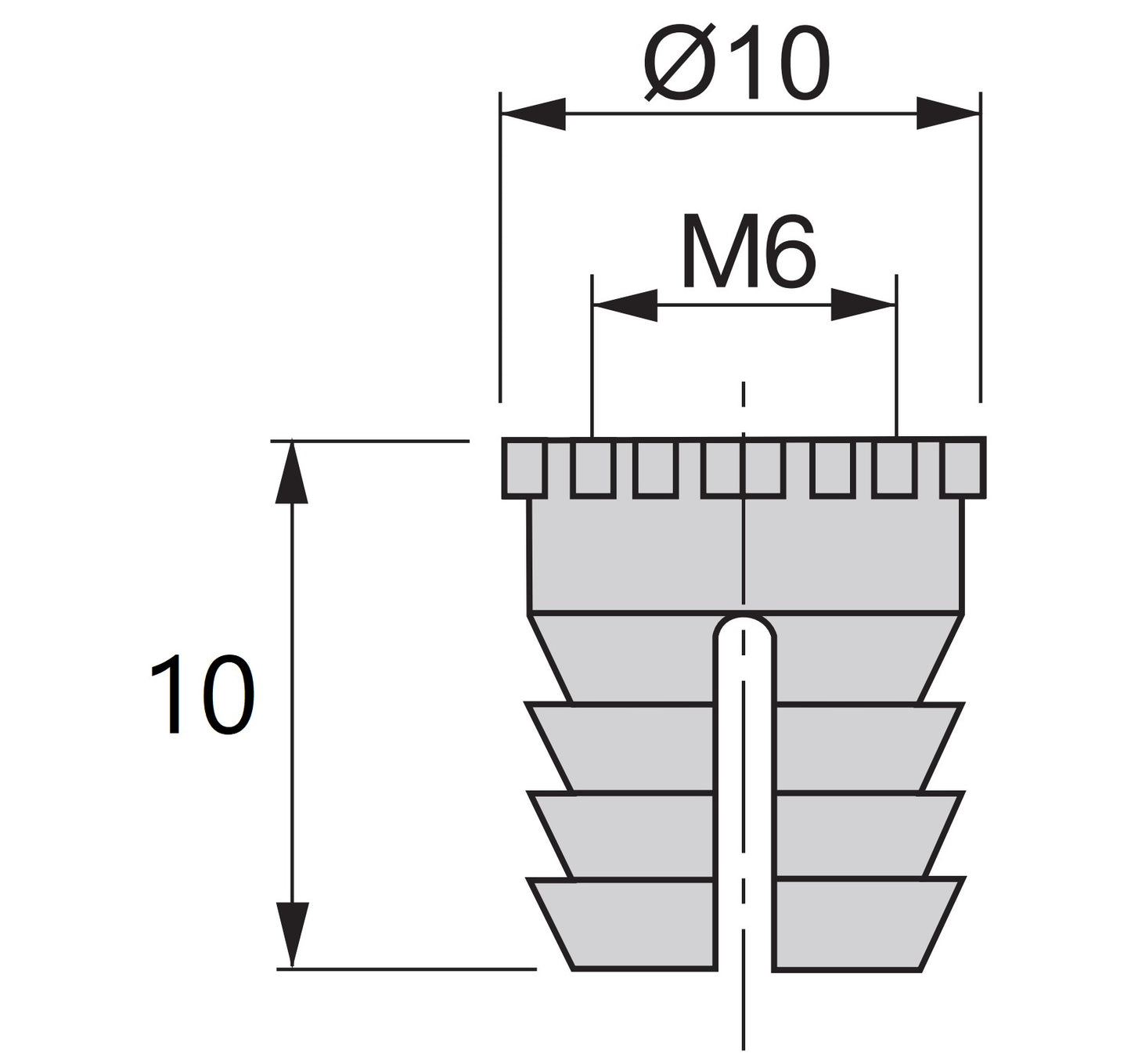 20 Stück hochwertige Spreizmuffe mit Innengewinde M6, aus Nylon (PA), 10 mm (25/64″), 9007920 für Holzteile, Möbelverbindungen, Elektronikgehäuse
