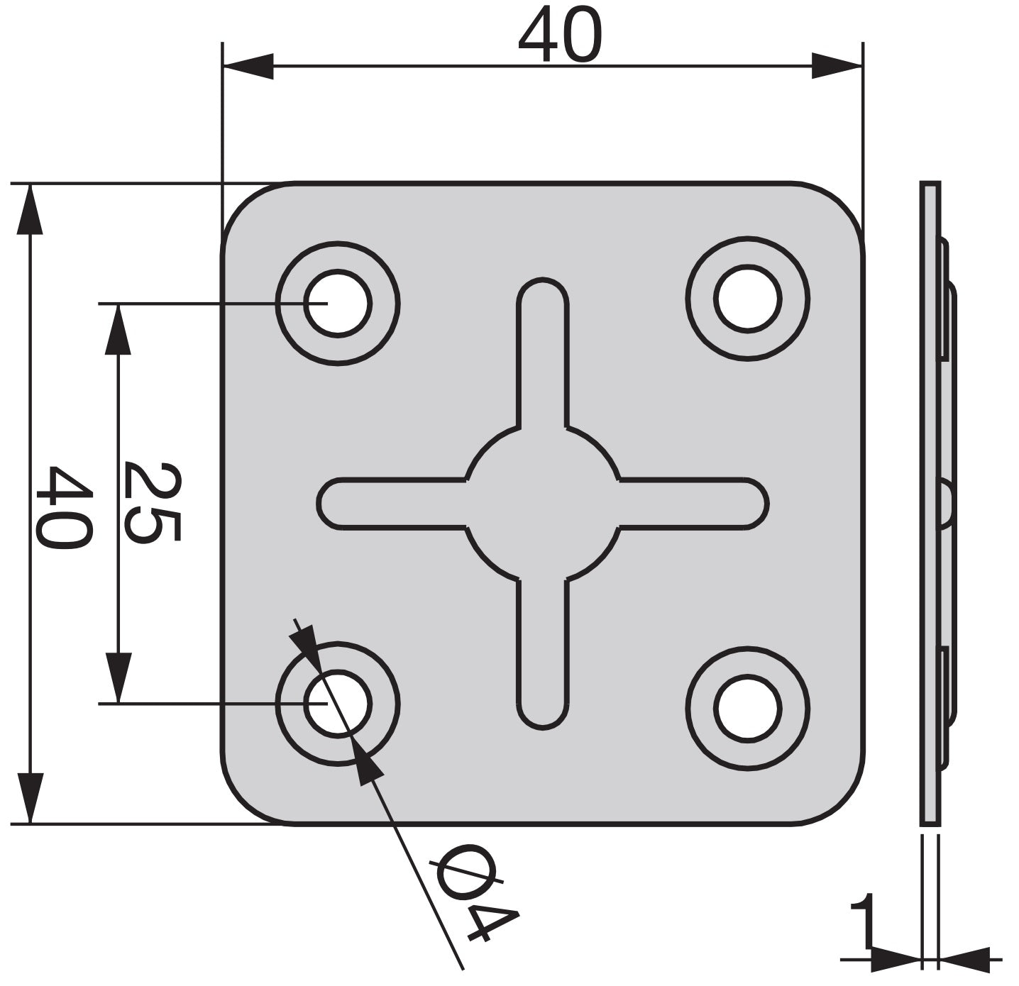10 Stück stabiler quadratischer Flachverbinder, mit vier Verbindungslöchern aus robustem Stahl, Oberfläche: verzinkt, 40 mm (1,6″) 8217405. Verbindungsplatte E.FP.40 für Platten, Paneele, Arbeitsflächen, Arbeitsplatten und viel mehr, von EMUCA