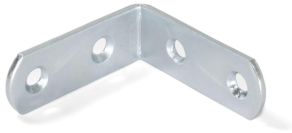 10 pieces of sturdy angle connectors with four connection holes made of robust steel, surface: galvanized, 42 mm (1.7") 8219805. Mounting bracket E.FB.42 for shelves, bookcases, tables, cabinets and much more, by EMUCA