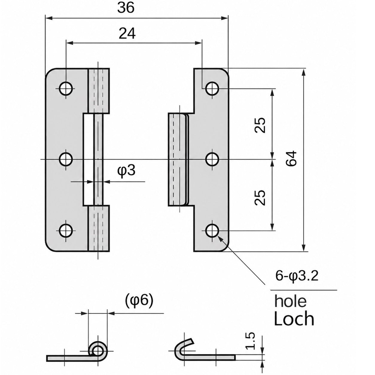 2 charnières à broche de haute qualité, en acier inoxydable SUS304, capacité de charge : 8 kg, hauteur : 64 mm (2-33/64″), B-1006-1 pour portes de bateaux, trappes de maintenance