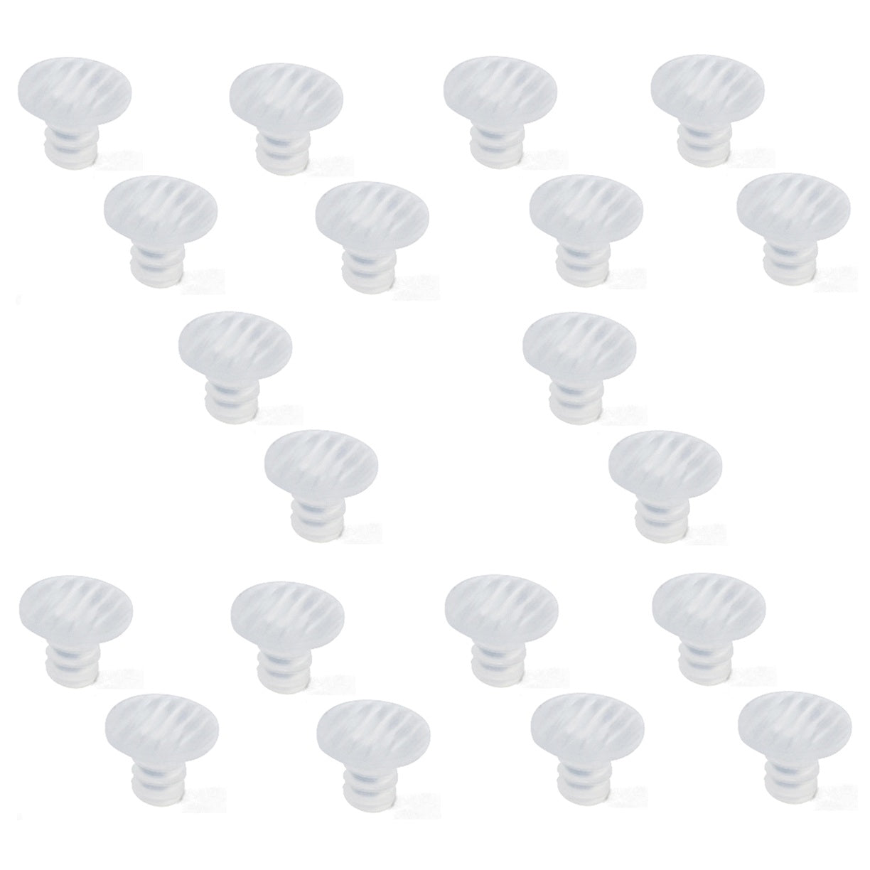 20 pieces of plastic door stop buffers for drilling in, surface: transparent, 10 mm (0.4") E.9017320. Plastic push-in buffers for drilling in kitchen cabinets, furniture, drawers, furniture doors, and much more, from EMUCA.