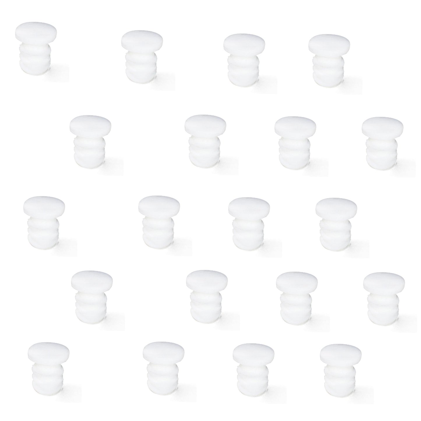 20 pieces of plastic door stop buffers for drilling in, surface: white, 8 mm (0.4″) 9017415. Plastic drill-in buffers for pushing in for kitchen cabinets, furniture, drawers, furniture doors and much more, by EMUCA