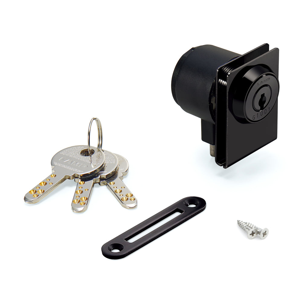 Lever lock for glass doors, Million Lock series, keyed differently 1310GL-SQ-BL-B, by Sugatsune / LAMP (Japan)
