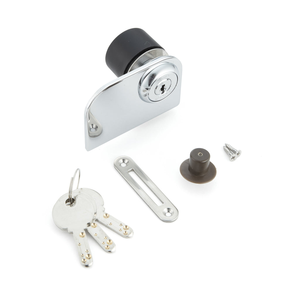 Lever lock for glass doors, Million Lock series, keyed alike 1310GLW-CR-D, by Sugatsune / LAMP (Japan)