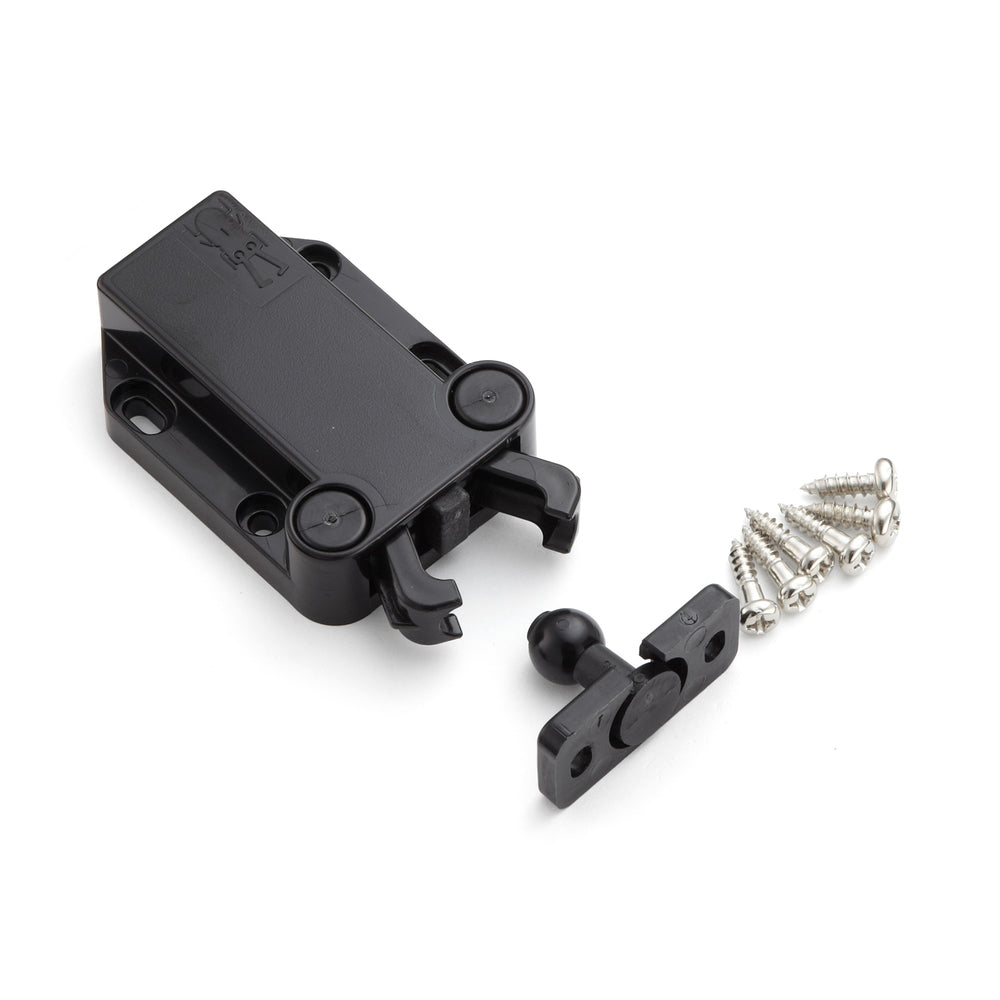 Non-magnetic push-button catch MC-37F-BK, from Sugatsune / LAMP (Japan)