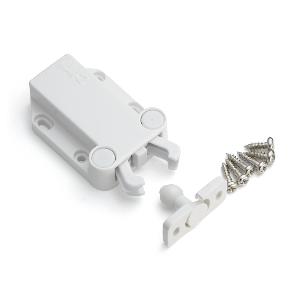Non-magnetic push-button catch MC-37F-WH, from Sugatsune / LAMP (Japan)