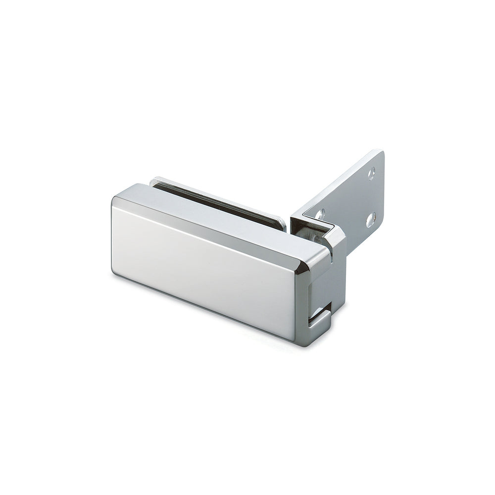 Surface-mounted glass door hinge with retaining clip XL-GC07-CR, by Sugatsune / LAMP (Japan)