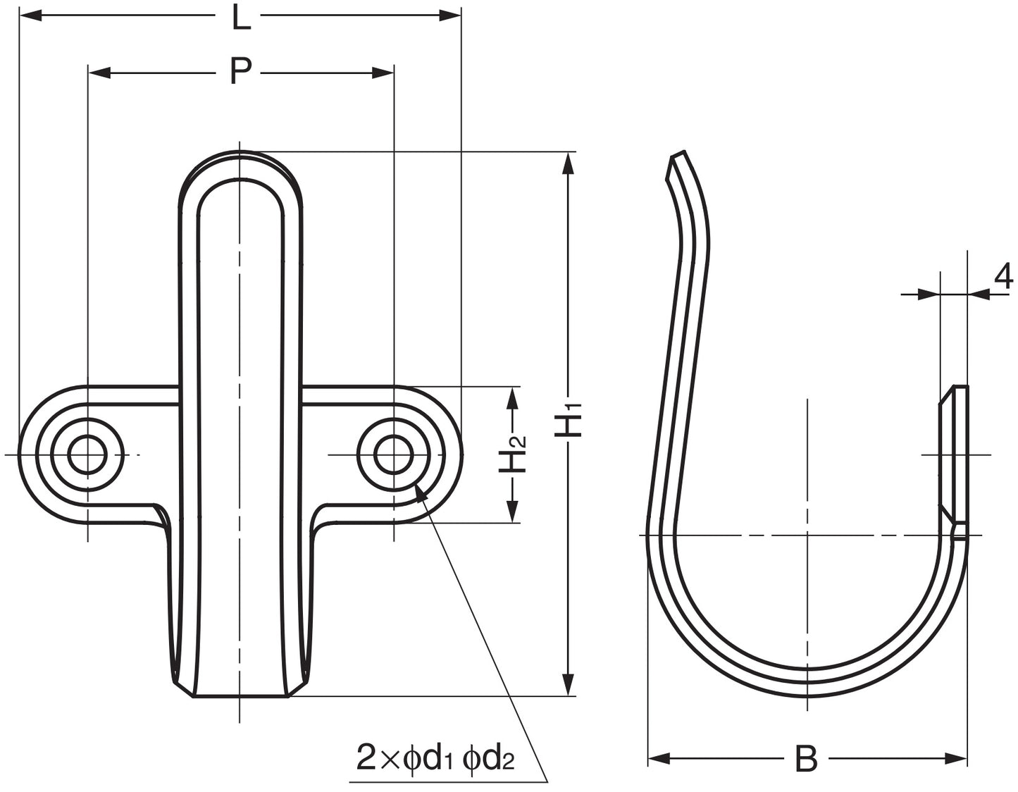 Hochwertiger Universalhaken aus Edelstahl SUS304, 55 mm (2,2″), 4H-55TT. Handtuchhaken aus V2A für Badezimmer, Schwimmbad, Schiffbau, Wohnmobil, Außenbereich, feuchte Umgebung und viel mehr, von Sugatsune / LAMP® (Japan)