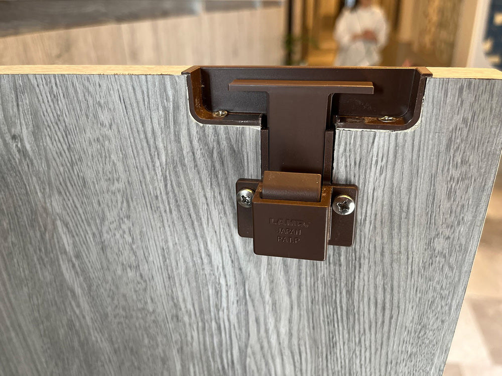 Hidden push-button latch handle, surface: brown, AK-60BR and AK-C60BR for yacht interiors, motorhome interiors, caravan furniture, camper