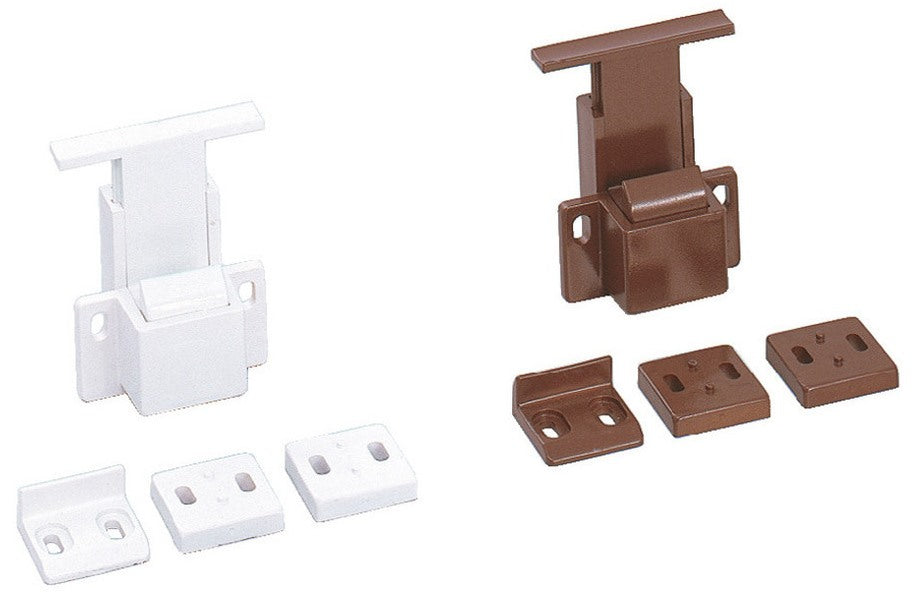 Hidden push-button latch handle, surface: white, AK-60WT and AK-C60WT for yacht interiors, motorhome interiors, caravan furniture, camper