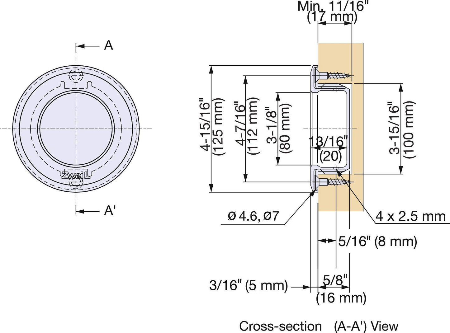 ZweiL® stainless steel flush pull, 125 mm (5") ZL-2501-125. High-quality, solid and elegant flush pull made of the finest V4A (SUS316) stainless steel for exclusive interior design and high-quality furnishings by Sugatsune / LAMP® (Japan).