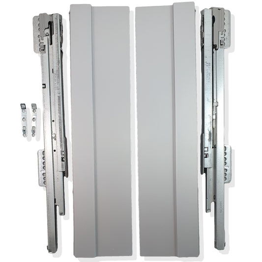 GRASS Nova Pro SCALA drawer set, height 122 mm. Color: Silver. Full extension, dampened, synchronized, 40 kg.