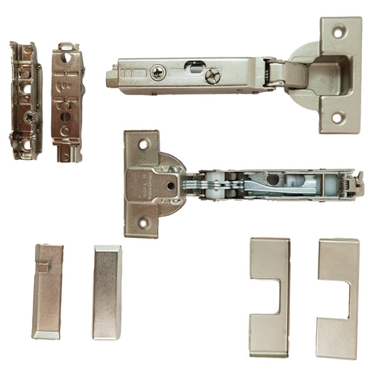 SET: 2 GRASS Tiomos furniture hinges (cup hinge), damped, 110°, 2 straight mounting plates and 4 cover caps